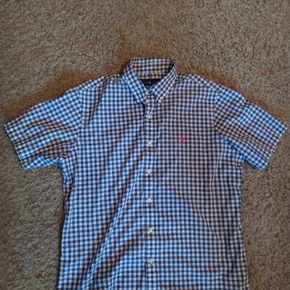Ralph Lauren Blue and White Checkered Men's Shirt,  Size L - Picture 1 of 5